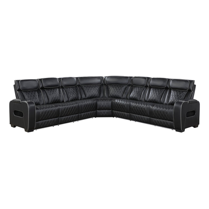 Fairway - (3)3-Piece Power Reclining Sectional with Center Drop-Down Cup Holders, Power Headrests, Storage Arms(Top and Side), Cup holders, Charging Ports, Reading Lights, Wireless Chargers,