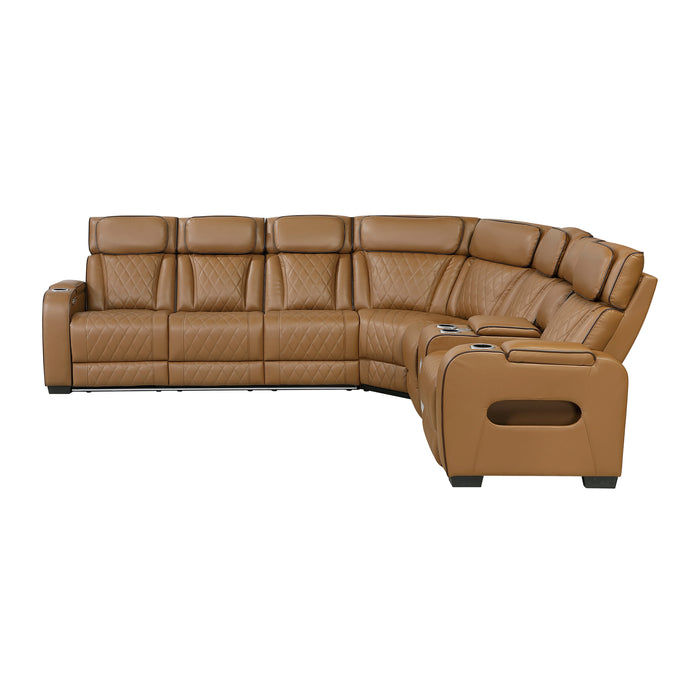 Fairway - (3)3-Piece Power Reclining Sectional with Right Side Console, Drop-Down Cup Holders, Power Headrests, Storage Arms(Top and Side), Cup holders, Reading Lights, Charging Ports, Wirele