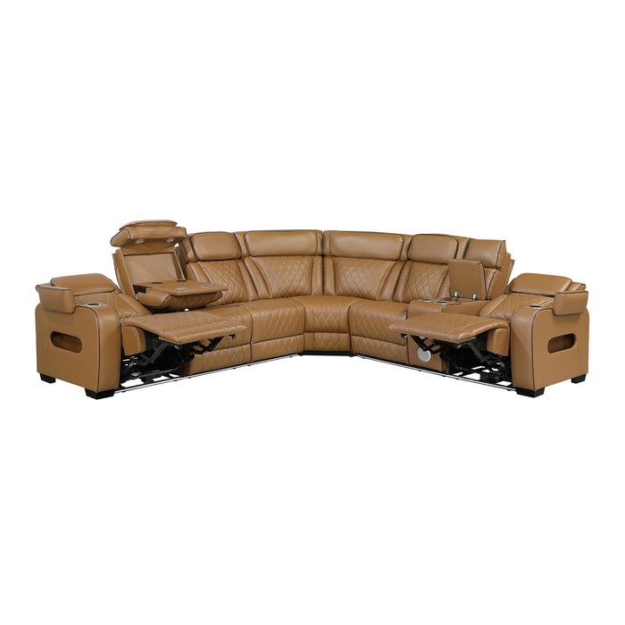 Fairway - (3)3-Piece Power Reclining Sectional with Right Side Console, Drop-Down Cup Holders, Power Headrests, Storage Arms(Top and Side), Cup holders, Reading Lights, Charging Ports, Wirele