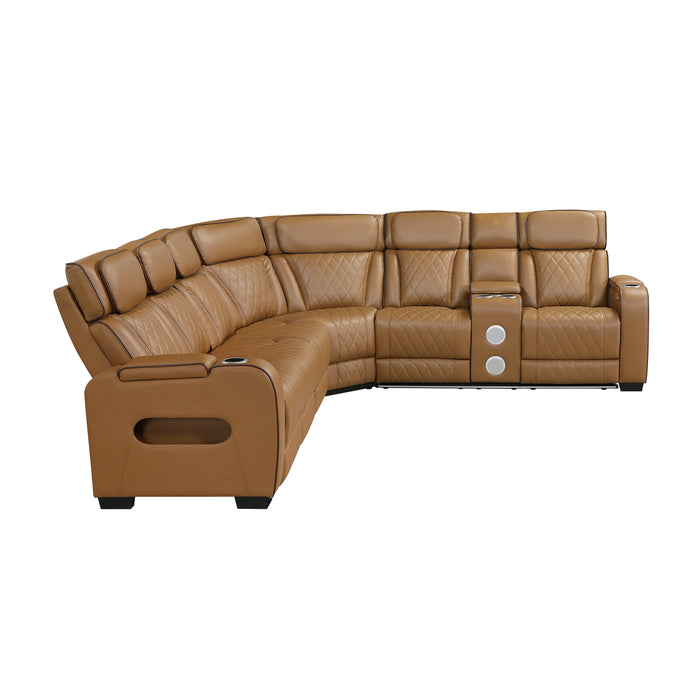 Fairway - (3)3-Piece Power Reclining Sectional with Right Side Console, Drop-Down Cup Holders, Power Headrests, Storage Arms(Top and Side), Cup holders, Reading Lights, Charging Ports, Wirele