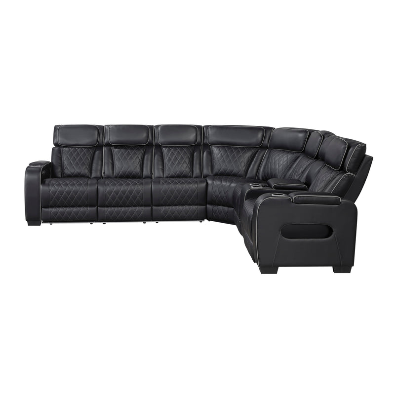 Fairway - (3)3-Piece Power Reclining Sectional with Right Side Console, Drop-Down Cup Holders, Power Headrests, Storage Arms(Top and Side), Cup holders, Reading Lights, Charging Ports, Wirele