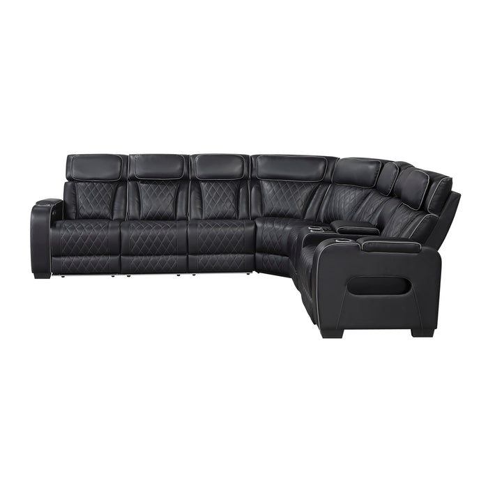 Fairway - (3)3-Piece Power Reclining Sectional with Right Side Console, Drop-Down Cup Holders, Power Headrests, Storage Arms(Top and Side), Cup holders, Reading Lights, Charging Ports, Wirele