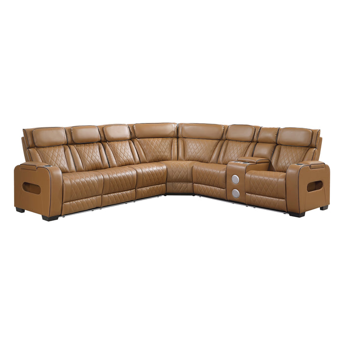 Fairway - (3)3-Piece Power Reclining Sectional with Right Side Console, Drop-Down Cup Holders, Power Headrests, Storage Arms(Top and Side), Cup holders, Reading Lights, Charging Ports, Wirele