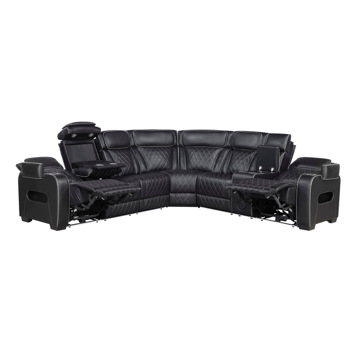 Fairway - (3)3-Piece Power Reclining Sectional with Right Side Console, Drop-Down Cup Holders, Power Headrests, Storage Arms(Top and Side), Cup holders, Reading Lights, Charging Ports, Wirele