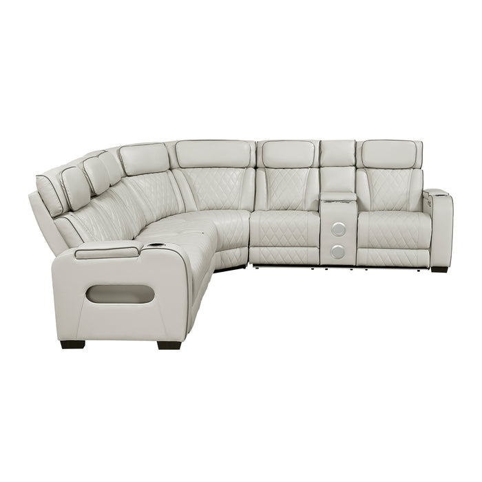 Fairway - (3)3-Piece Power Reclining Sectional with Right Side Console, Drop-Down Cup Holders, Power Headrests, Storage Arms(Top and Side), Cup holders, Reading Lights, Charging Ports, Wirele