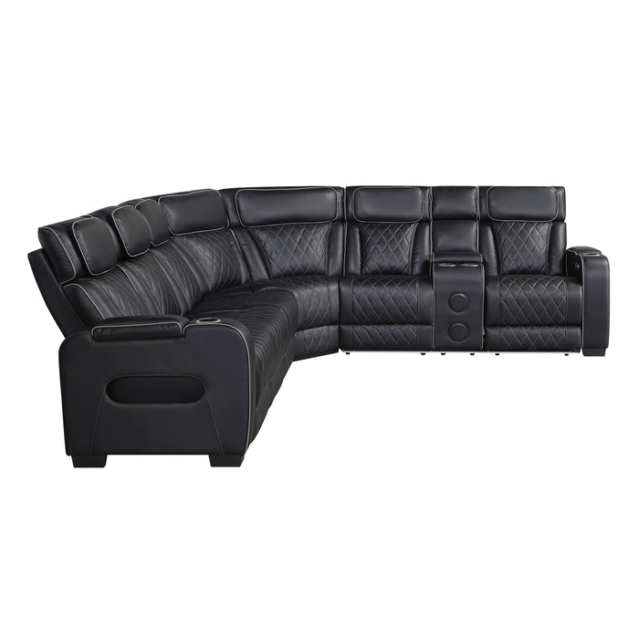 Fairway - (3)3-Piece Power Reclining Sectional with Right Side Console, Drop-Down Cup Holders, Power Headrests, Storage Arms(Top and Side), Cup holders, Reading Lights, Charging Ports, Wirele