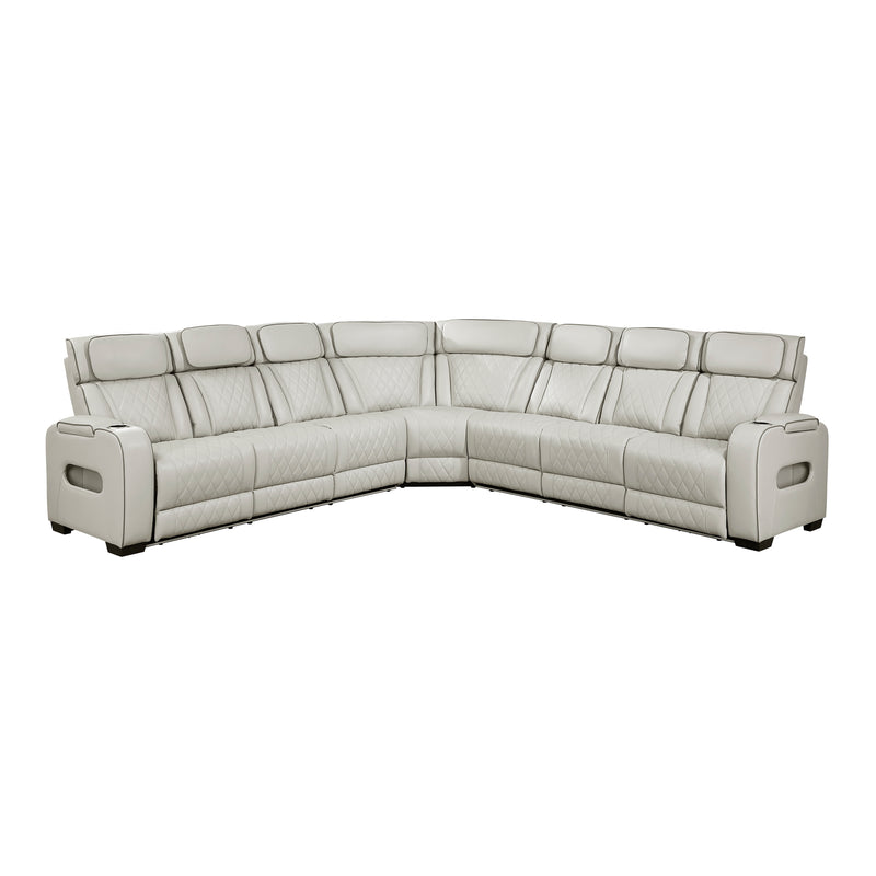 Fairway - (3)3-Piece Power Reclining Sectional with Center Drop-Down Cup Holders, Power Headrests, Storage Arms(Top and Side), Cup holders, Charging Ports, Reading Lights, Wireless Chargers,