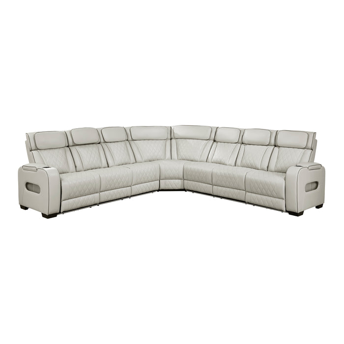 Fairway - (3)3-Piece Power Reclining Sectional with Center Drop-Down Cup Holders, Power Headrests, Storage Arms(Top and Side), Cup holders, Charging Ports, Reading Lights, Wireless Chargers,