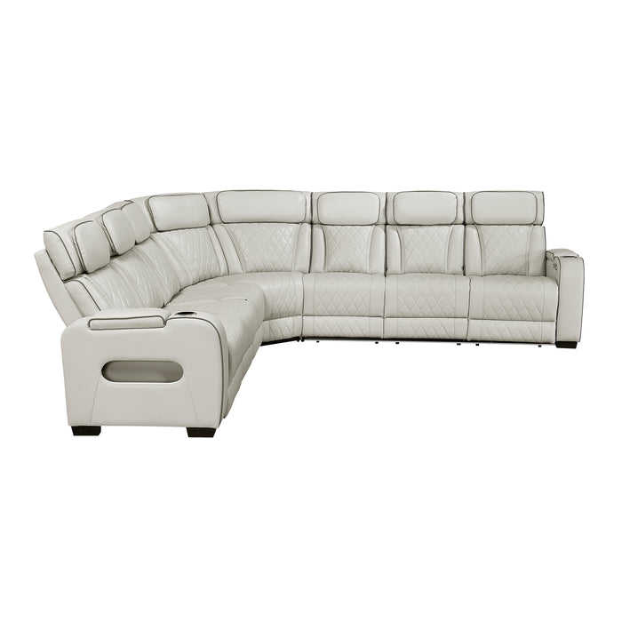 Fairway - (3)3-Piece Power Reclining Sectional with Center Drop-Down Cup Holders, Power Headrests, Storage Arms(Top and Side), Cup holders, Charging Ports, Reading Lights, Wireless Chargers,