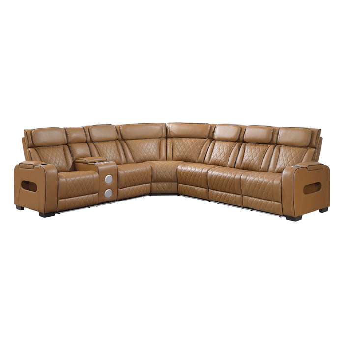 Fairway - (3)3-Piece Power Reclining Sectional with Left Side Console, Drop-Down Cup Holders, Power Headrests, Storage Arms(Top and Side), Cup holders, Reading Lights, Charging Ports, Wireles
