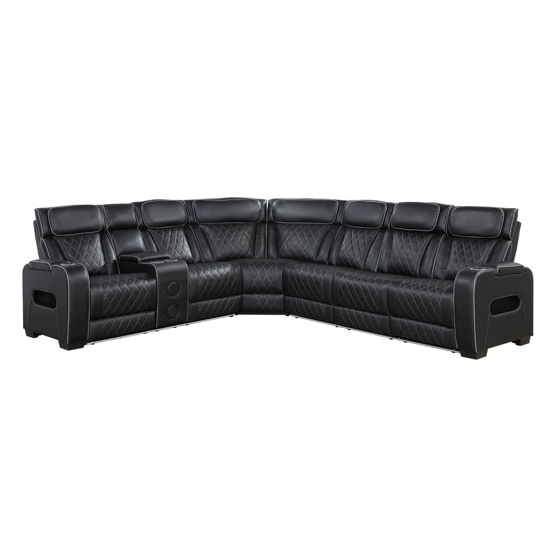 Fairway - (3)3-Piece Power Reclining Sectional with Left Side Console, Drop-Down Cup Holders, Power Headrests, Storage Arms(Top and Side), Cup holders, Reading Lights, Charging Ports, Wireles