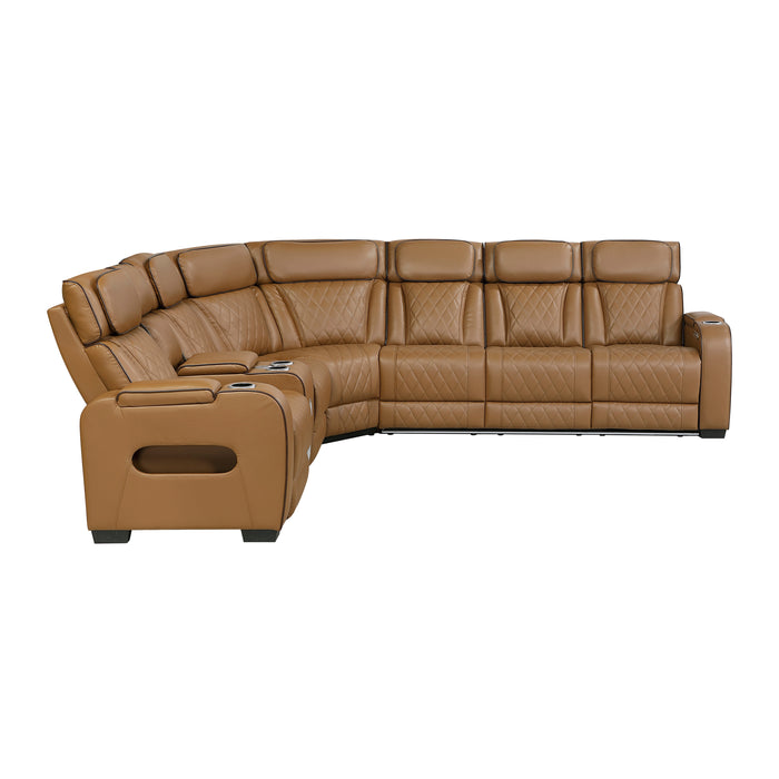 Fairway - (3)3-Piece Power Reclining Sectional with Left Side Console, Drop-Down Cup Holders, Power Headrests, Storage Arms(Top and Side), Cup holders, Reading Lights, Charging Ports, Wireles