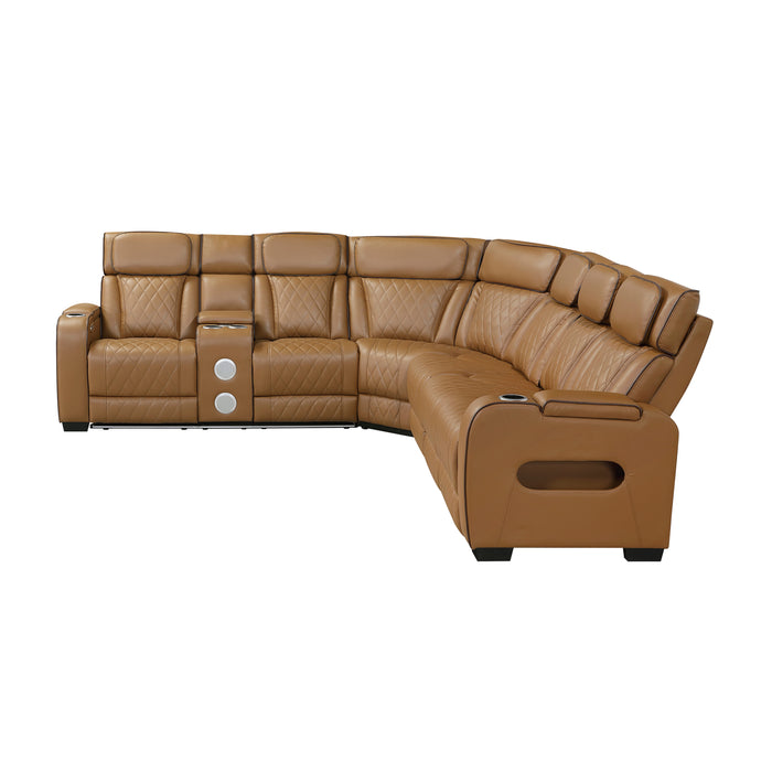 Fairway - (3)3-Piece Power Reclining Sectional with Left Side Console, Drop-Down Cup Holders, Power Headrests, Storage Arms(Top and Side), Cup holders, Reading Lights, Charging Ports, Wireles
