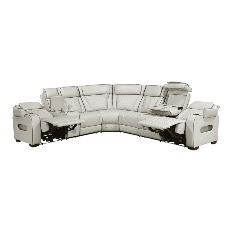 Fairway - (3)3-Piece Power Reclining Sectional with Left Side Console, Drop-Down Cup Holders, Power Headrests, Storage Arms(Top and Side), Cup holders, Reading Lights, Charging Ports, Wireles