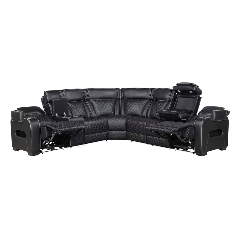 Fairway - (3)3-Piece Power Reclining Sectional with Left Side Console, Drop-Down Cup Holders, Power Headrests, Storage Arms(Top and Side), Cup holders, Reading Lights, Charging Ports, Wireles