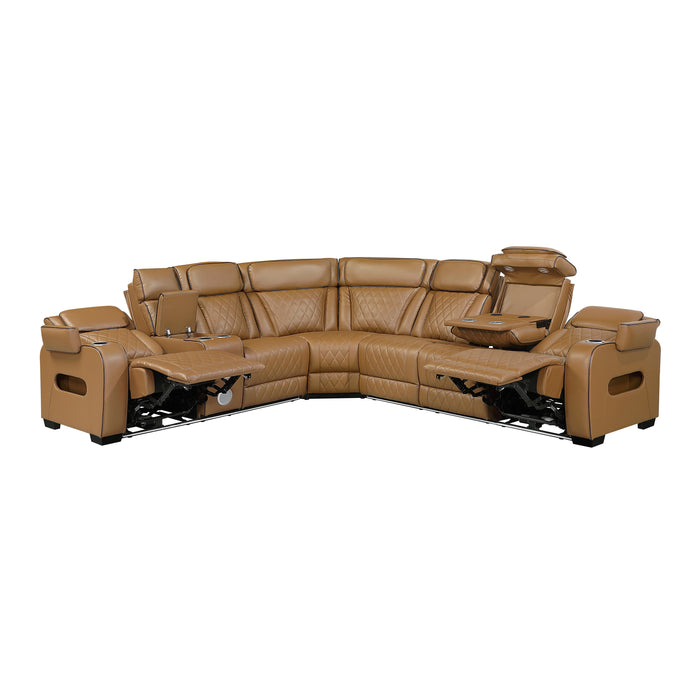 Fairway - (3)3-Piece Power Reclining Sectional with Left Side Console, Drop-Down Cup Holders, Power Headrests, Storage Arms(Top and Side), Cup holders, Reading Lights, Charging Ports, Wireles
