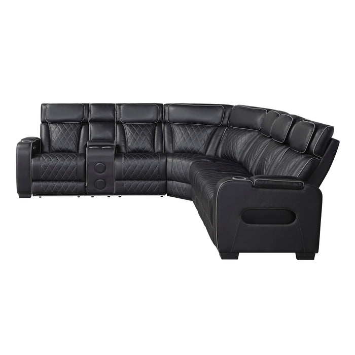Fairway - (3)3-Piece Power Reclining Sectional with Left Side Console, Drop-Down Cup Holders, Power Headrests, Storage Arms(Top and Side), Cup holders, Reading Lights, Charging Ports, Wireles