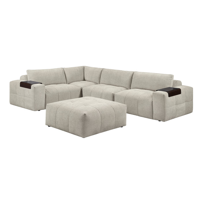- (5)5-Piece Modular Sectional with Ottoman