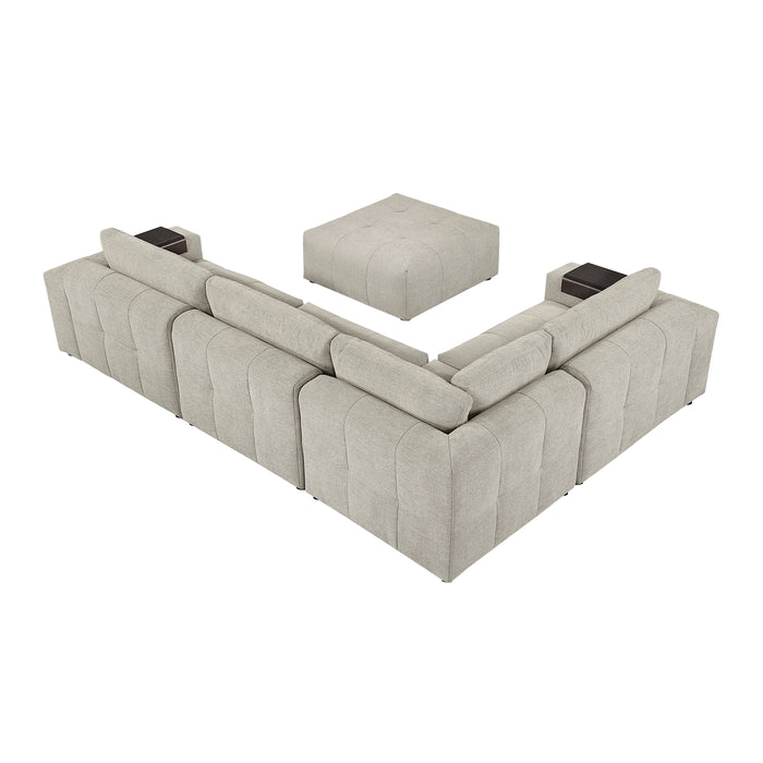 - (5)5-Piece Modular Sectional with Ottoman