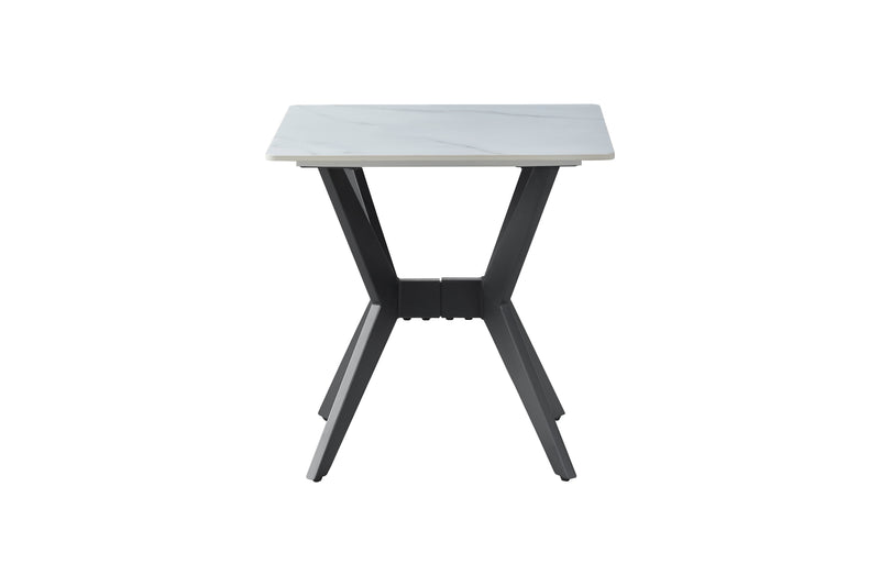 - (2) End Table, Sintered Stone Top, Black Metal Legs