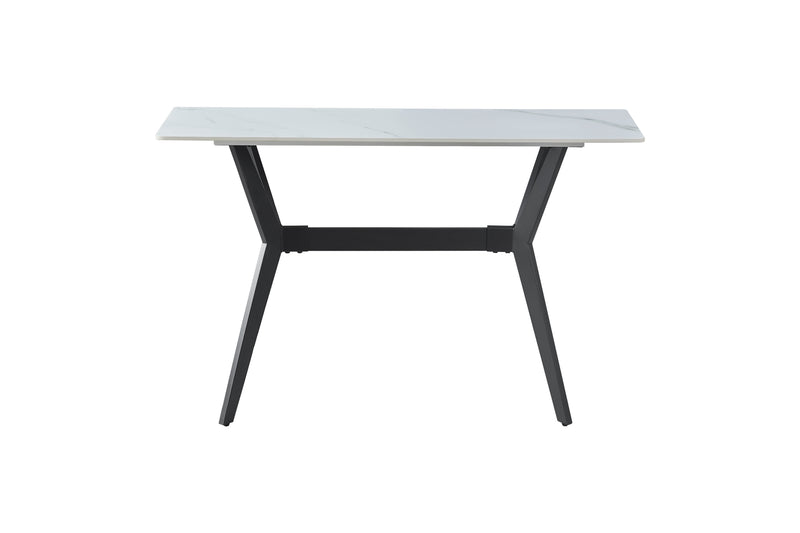 - (2) Sofa Table, Sintered Stone Top, Black Metal Legs