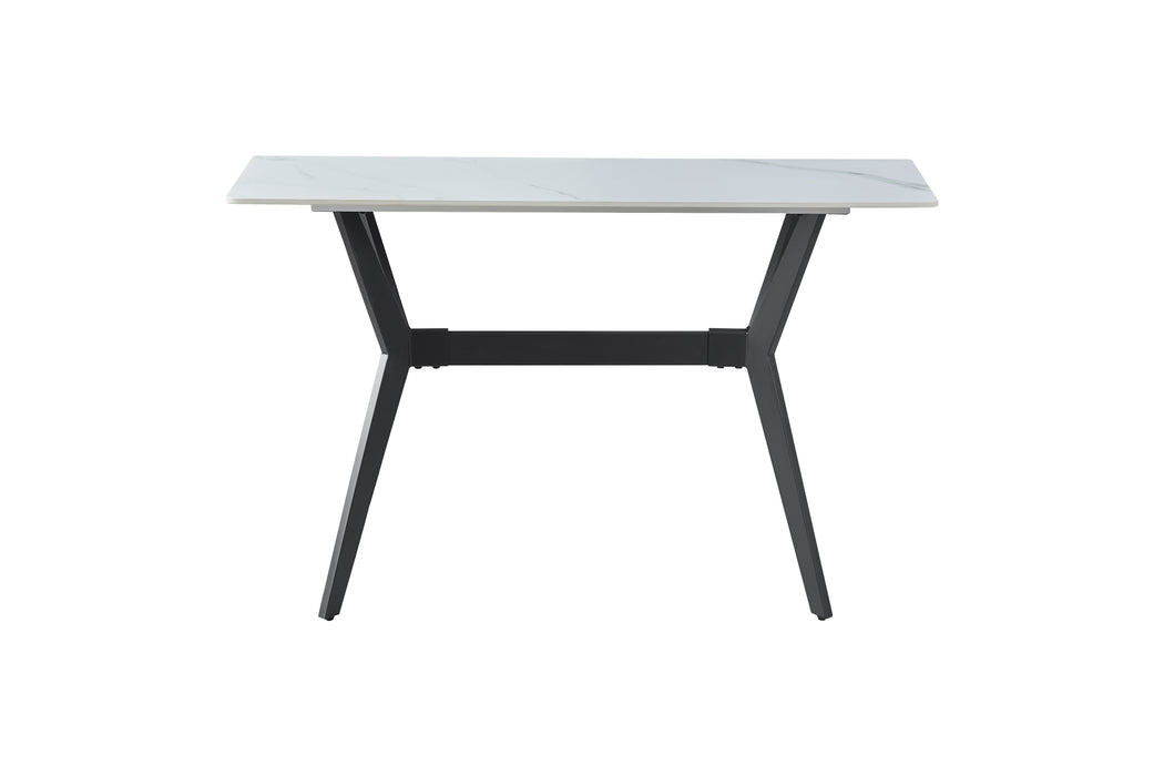 - (2) Sofa Table, Sintered Stone Top, Black Metal Legs