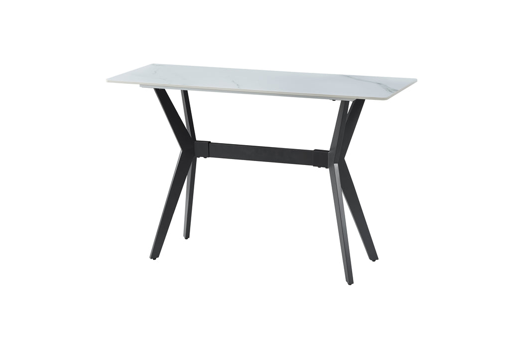 - (2) Sofa Table, Sintered Stone Top, Black Metal Legs