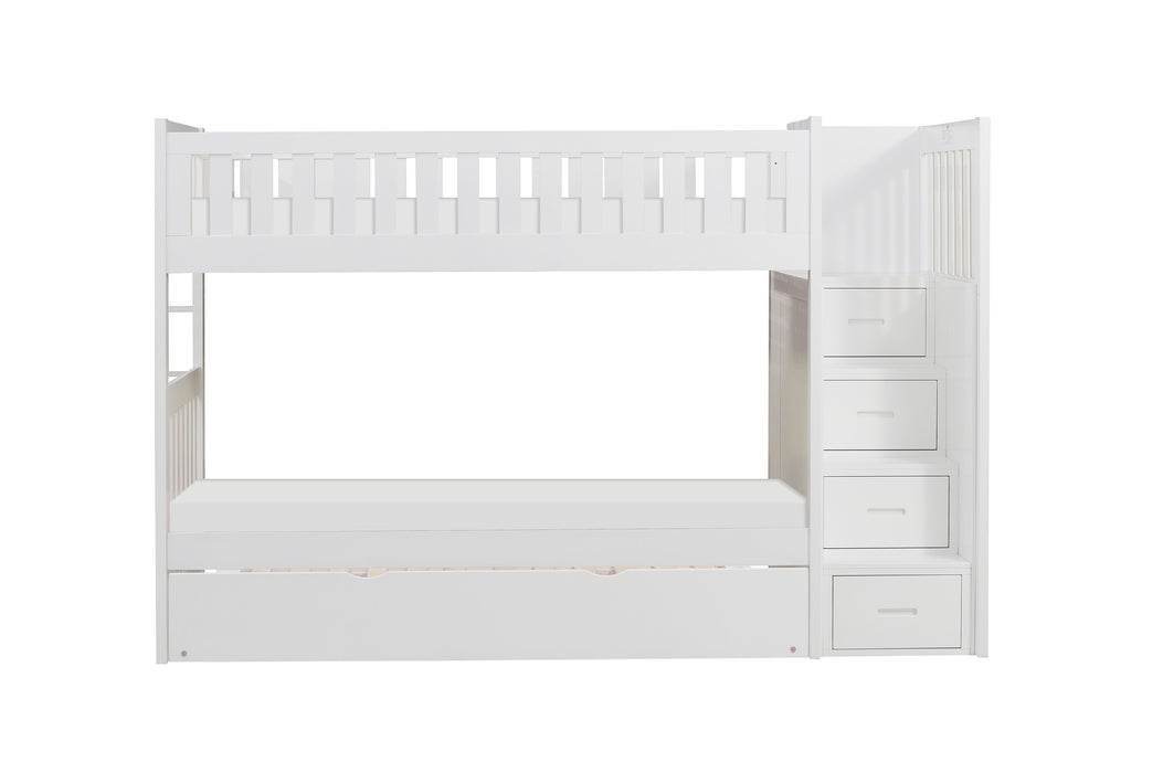 Galen - (5) Twin/Twin Step Bunk Bed with Twin Trundle