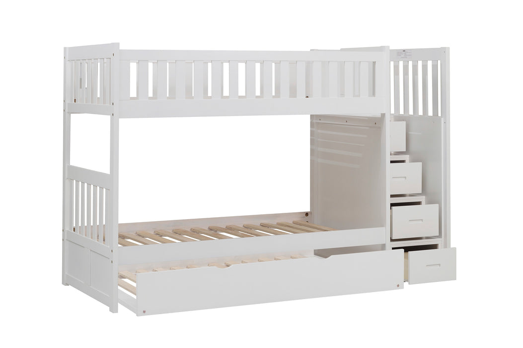 Galen - (5) Twin/Twin Step Bunk Bed with Twin Trundle