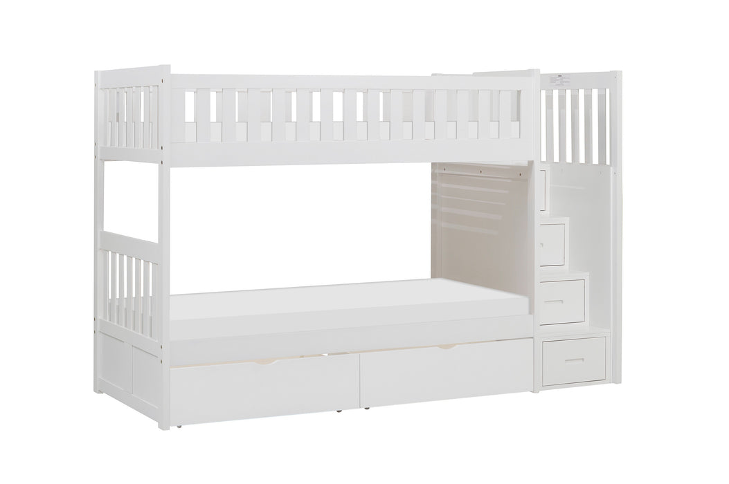 Galen - (5) Twin/Twin Step Bunk Bed with Storage Boxes
