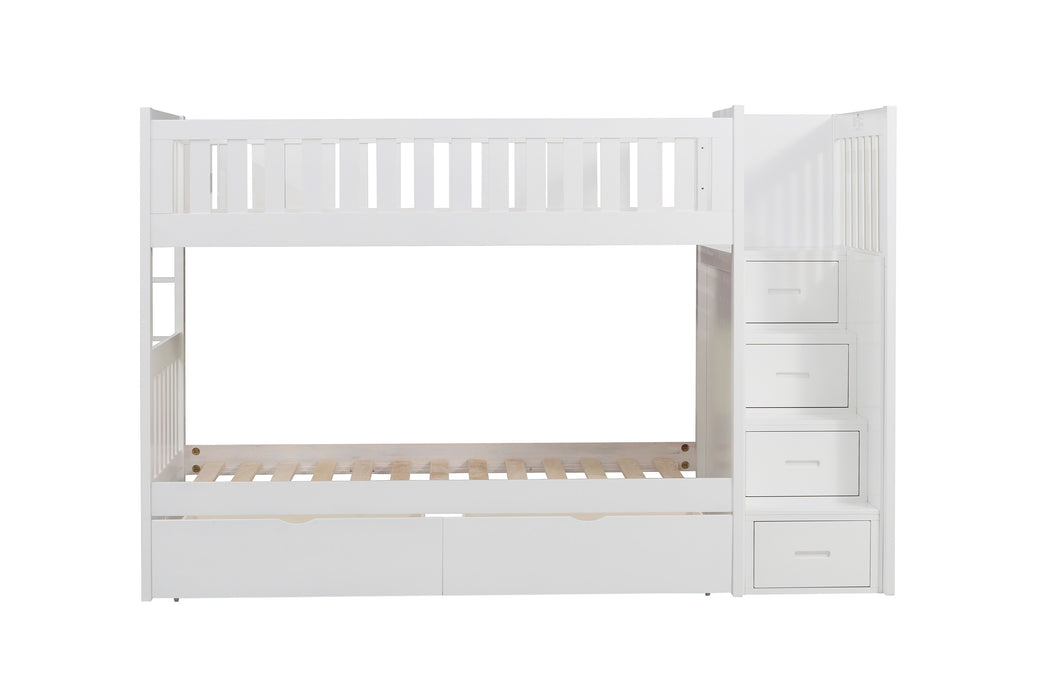 Galen - (5) Twin/Twin Step Bunk Bed with Storage Boxes