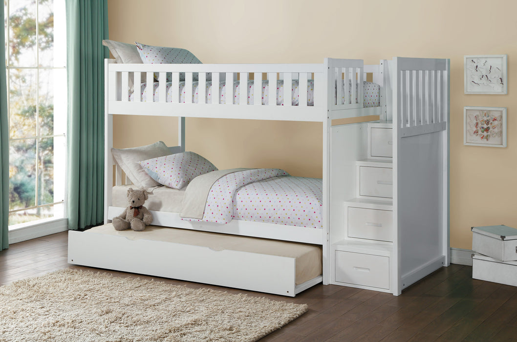 Galen - (5) Twin/Twin Step Bunk Bed with Twin Trundle