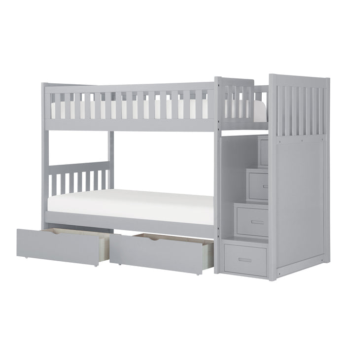 Orion - (5) Twin/Twin Step Bunk Bed with Storage Boxes