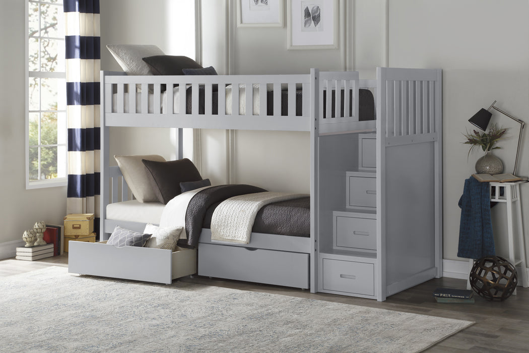 Orion - (5) Twin/Twin Step Bunk Bed with Storage Boxes