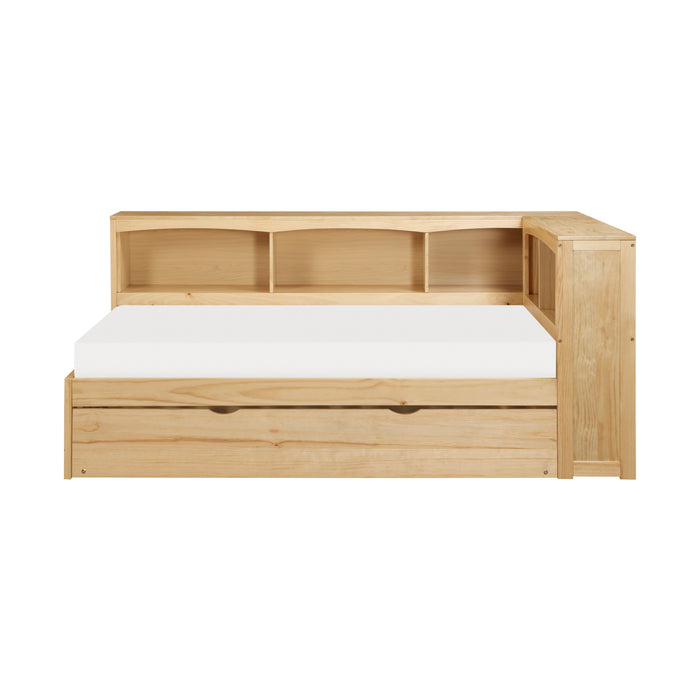 Bartly - (4) Twin Bookcase Corner Platform Bed with Twin Trundle