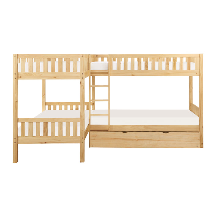 Bartly - (4) Corner Bunk Bed with Twin Trundle