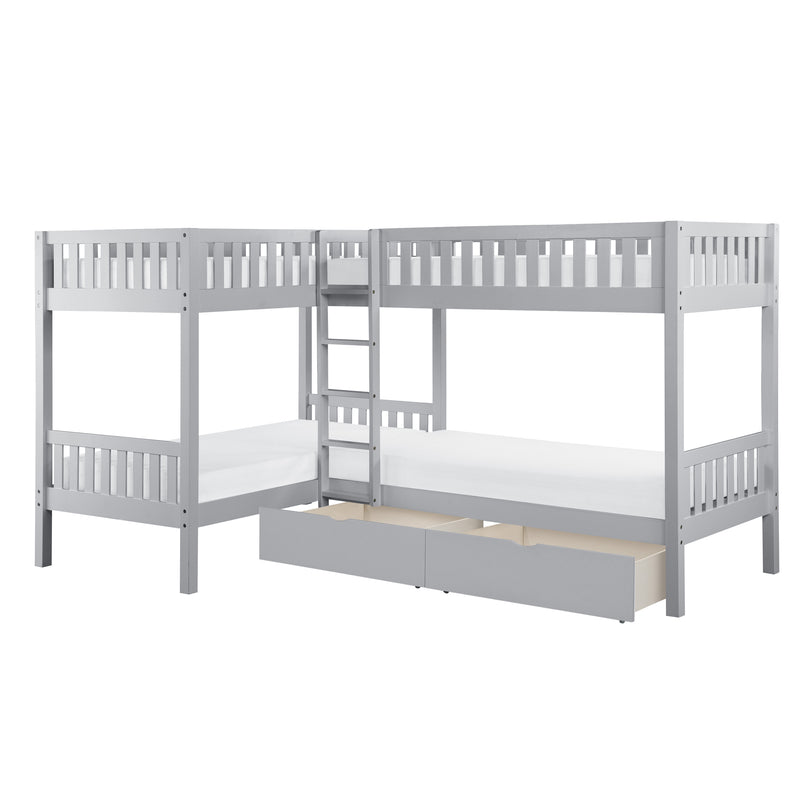 Orion - (4) Corner Bunk Bed with Storage Boxes