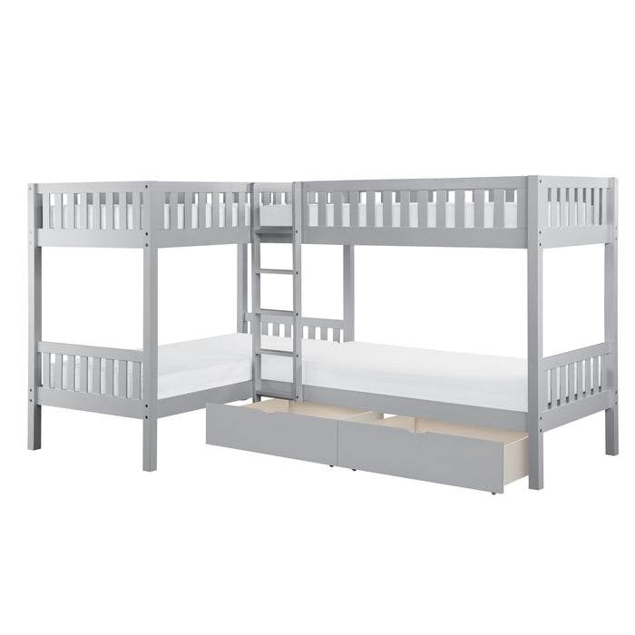 Orion - (4) Corner Bunk Bed with Storage Boxes