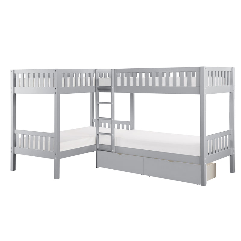 Orion - (4) Corner Bunk Bed with Storage Boxes