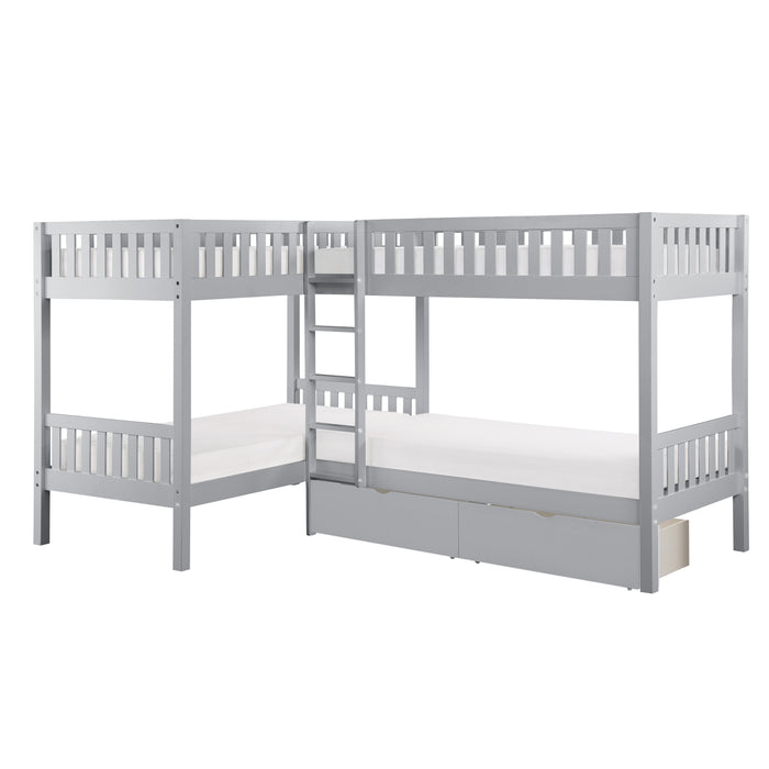 Orion - (4) Corner Bunk Bed with Storage Boxes