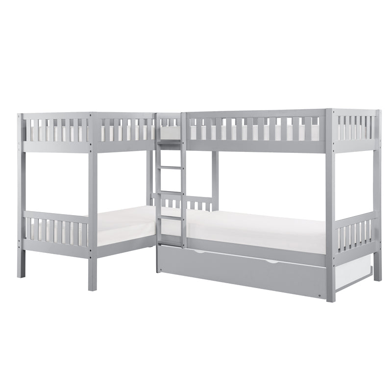 Orion - (4) Corner Bunk Bed with Twin Trundle