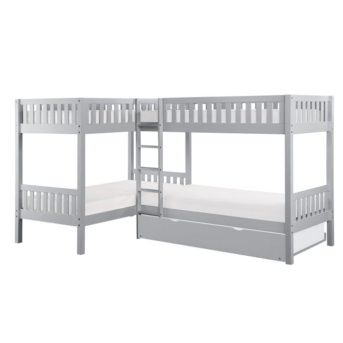 Orion - (4) Corner Bunk Bed with Twin Trundle