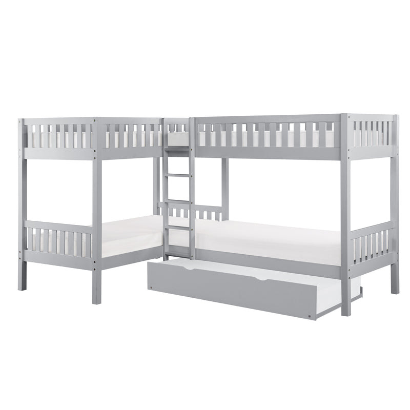 Orion - (4) Corner Bunk Bed with Twin Trundle