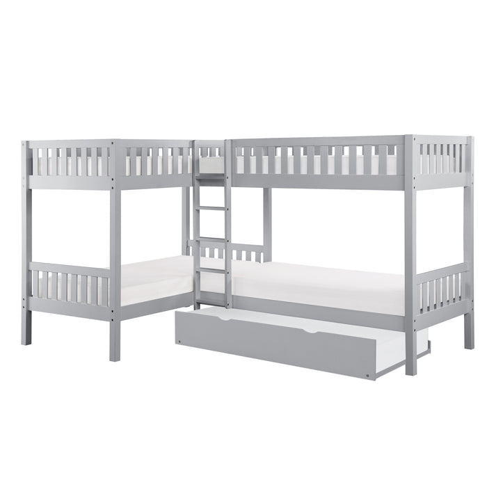 Orion - (4) Corner Bunk Bed with Twin Trundle