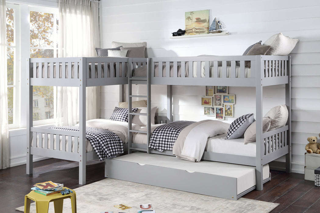 Orion - (4) Corner Bunk Bed with Twin Trundle