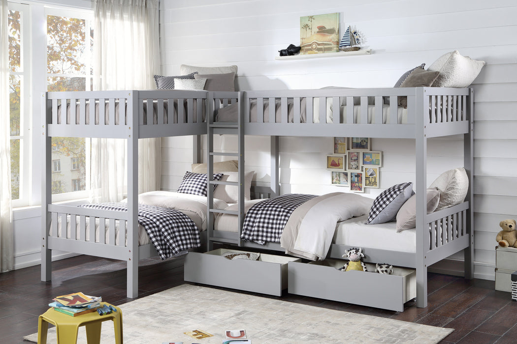 Orion - (4) Corner Bunk Bed with Storage Boxes