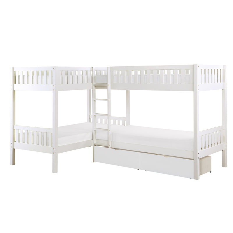Galen - (4) Corner Bunk Bed with Storage Boxes