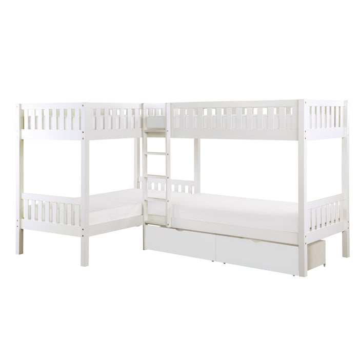 Galen - (4) Corner Bunk Bed with Storage Boxes