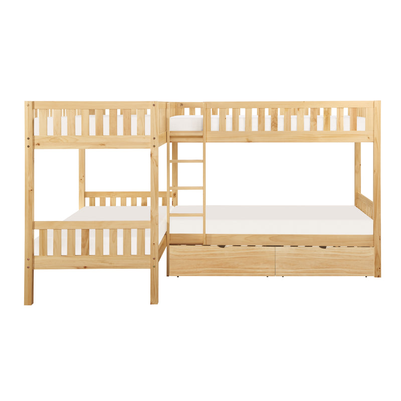 Bartly - (4) Corner Bunk Bed with Storage Boxes