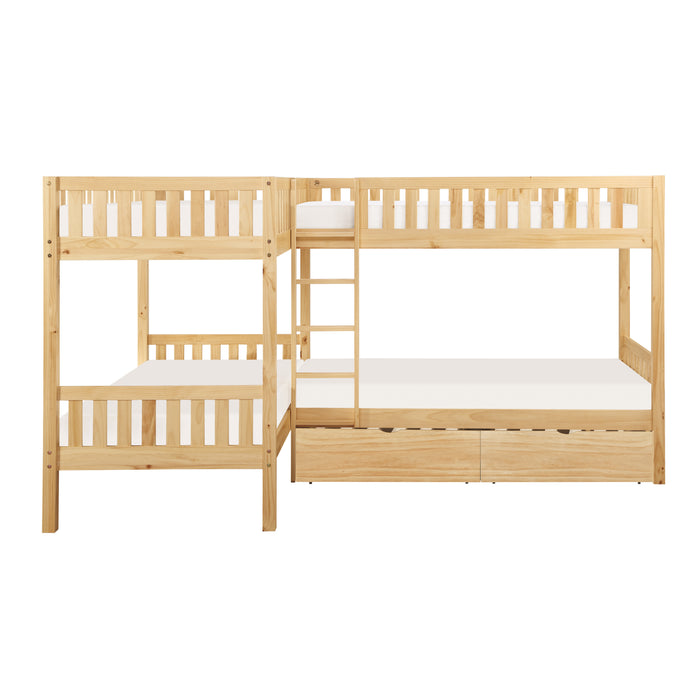 Bartly - (4) Corner Bunk Bed with Storage Boxes